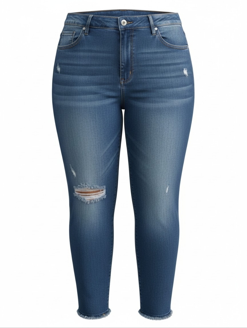 Lane Bryant Womens Distressed Jeans Cropped High Rise Girlfriend Straight Flex